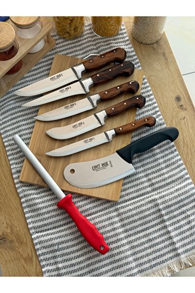 Cavit İnox Şef Bıçak Satır Masat Seti 7 Parça