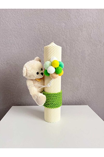 KidsMagazin lumânare de ceară cu ursuleț de pluș și baloane verzi