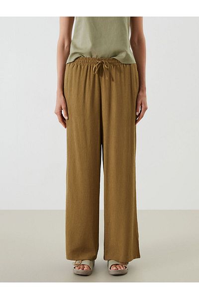 LC Waikiki New Season Women's Textured Trousers with Elastic Waist - S5Rb05Z8