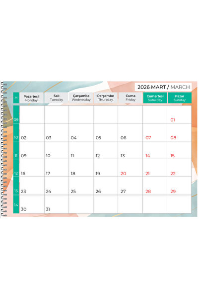NATURELBASIM 2026 MASAÜSTÜ DEFTER PLANLAMA TAKVİM 23X33 CM