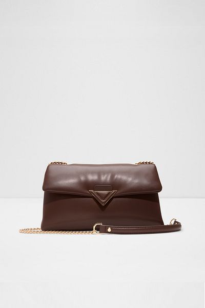 Aldo Largesoftpuff - Women's Chain Handle Large Size Brown Crossbody Bag