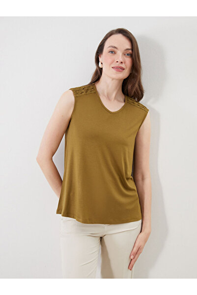 LC Waikiki Sparkling Choices V Planting Lace Detailed Blouse from Shining Store