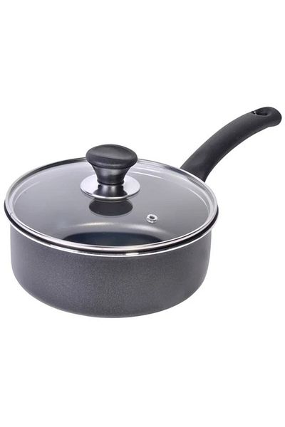 divendi-ro Teflon non-stick casserole, with glass lid, diameter 20cm, black