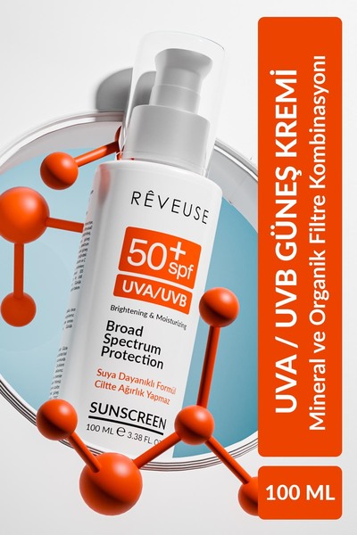 RÊVEUSE Aydınlatıcı Nemlendirici Mineral ve Organik Filtre Güneş Koruyucu Kre...