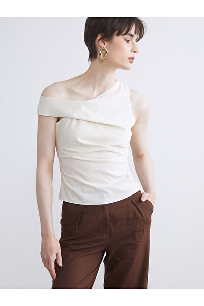 LC Waikiki Rmz Gi̇yi̇m Farkiyla One-Shoulder Linen Blend Blouse