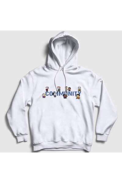 Presmono Unisex Λευκό 8 Bit Σειρά Community Hoodie 565467tt
