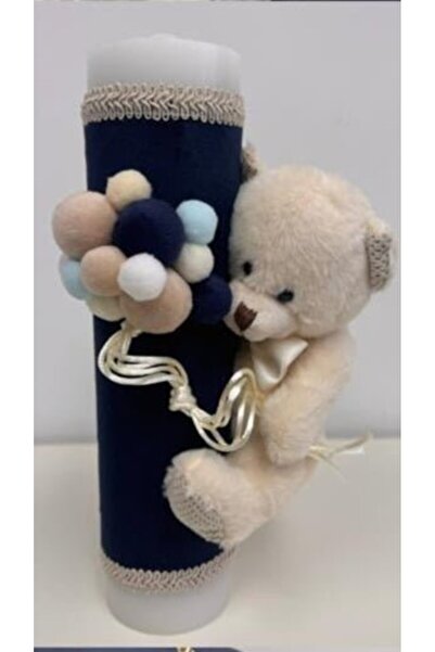 KidsMagazin Decorative candle with teddy bear and blue-navy balloons
