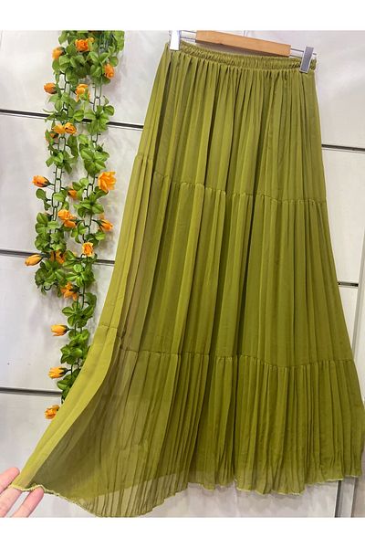 edu collection Chiffon Skirt Layer by Layer Fat Green Color