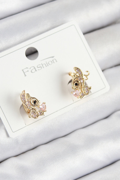 SeyCey.co Brass Zircon Stone Gazelle Model Gold Color Children's Earrings