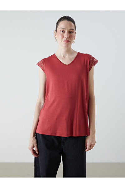 LC Waikiki Sparkling Choices V Planting Lace Detailed Blouse from Shining Store