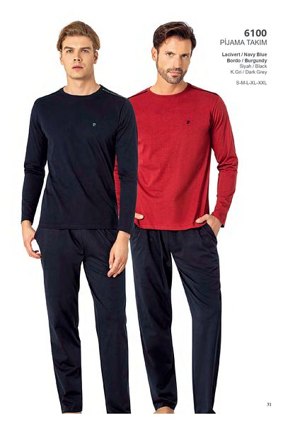 Pierre Cardin Men's Long Sleeve Crew Neck P Logo Pajama Set