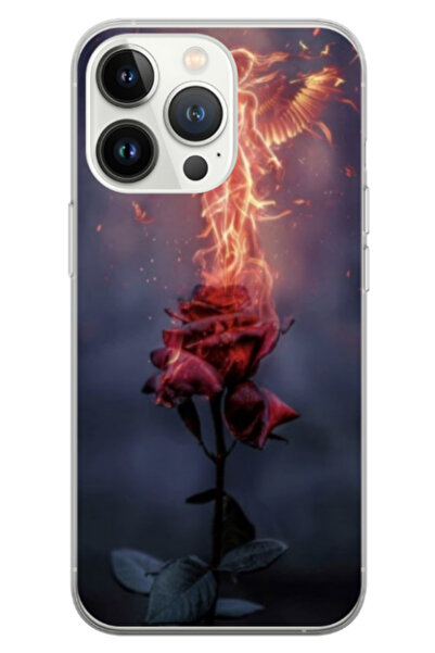 Atlas Персонализиран калъф за Apple iPhone 13 Pro Max, модел Fire Rose, S1D1M...