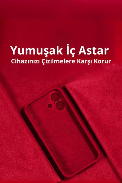 EVAX (Astarli) iPhone 16 Plus Compatible Lined Outside Silicone Inside Velvet Flexible Soft Silicone Case