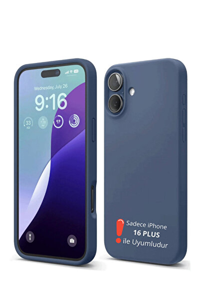 Evax (ASTARLI) iPhone 16 Plus Uyumlu Astarlı Dışı Silikon İçi Kadife Esnek Yu...