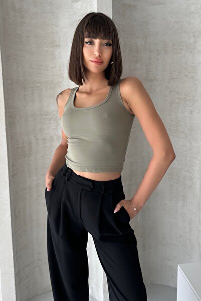 New Now ȚESĂTURĂ MODAL Gât în ​​U SUCHEȚĂ ÎNCHISĂ SPATE CROP BODY