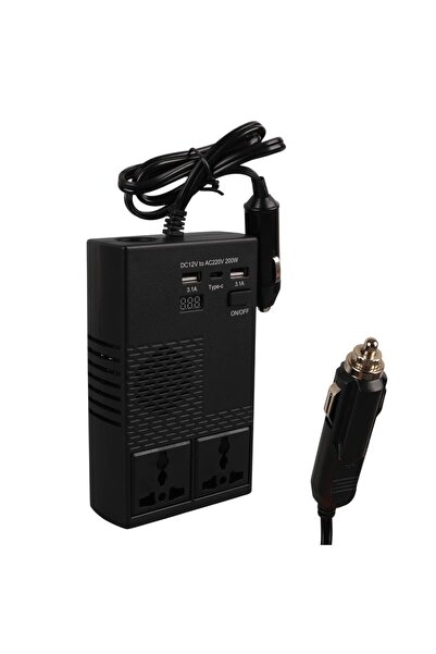 Olesson 1664 DC 12-24V 200W Oto Araç Power İnverter 1x Çakmak Girişi - 1x TYP...