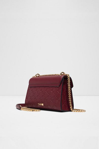 Aldo Crelalle - Women's Small Size Chain Handle Metal Closure Claret Red Crossbody Bag