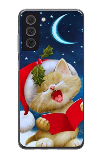 Atlas Персонализиран калъф за Samsung Galaxy S21 FE, модел Коледна котка, S1D...