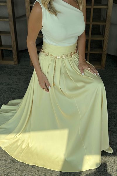 Laluvia Yellow Flared Skirt