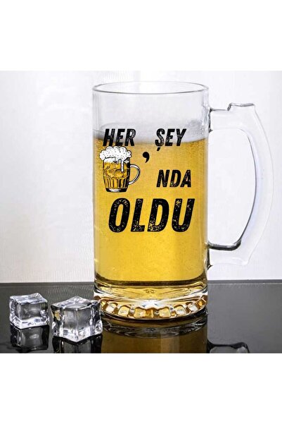 gifttime "Her Şey Biranda Oldu Tasarım Bira Bardağı – Mizahi Hediyelik Cam Bi...