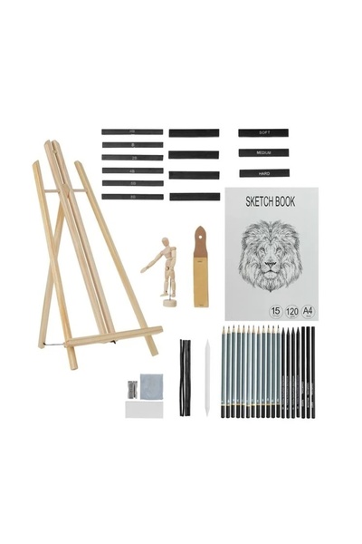 divendi-ro Set de schițe, cu set de 44 de accesorii, lemn, 28,5×4,5×51cm