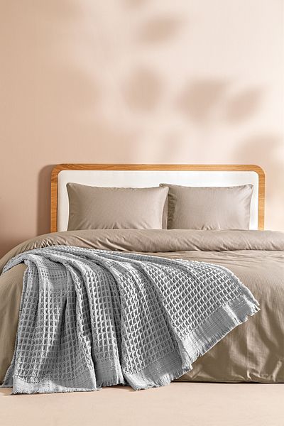 Penelope 100% Cotton Woven Bedspread 240X250 cm Gray - Belinda Series