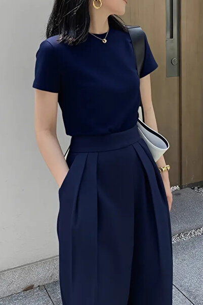 COOL TARZ Γυναικείο μπλουζάκι Navy Blue Crew Neck Basic