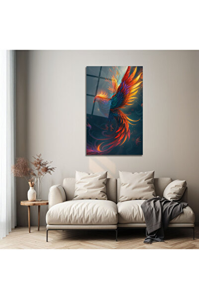 Altat Home Efsanevi Anka Kuşu Tasarımlı Modern Sanat Cam Tablo