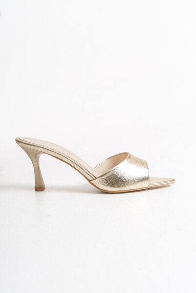 Melacomfort Women's Thin Heeled Pointed Toe Gold Slippers