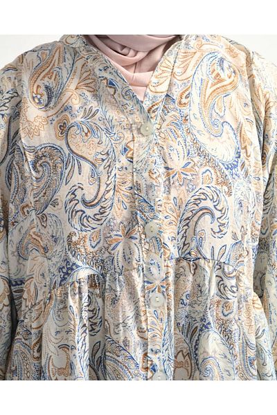 Bilenler Women's Modal Hijab Dress – Paisley Pattern – Comfortable Fit – 135 cm Height – 1-2 Sizes