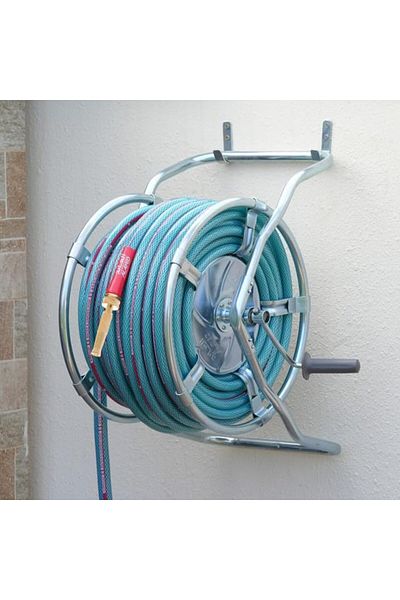 ALAYED Water and Garden Hose Steel Reel, 3/4 Inch x 30 Meter, Green