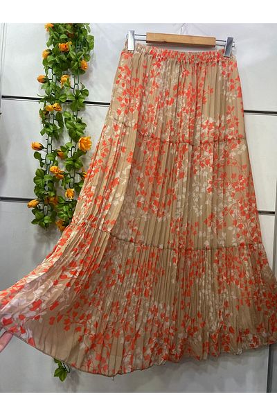 edu collection Layer Chiffon Skirt Lining Flower Pattern