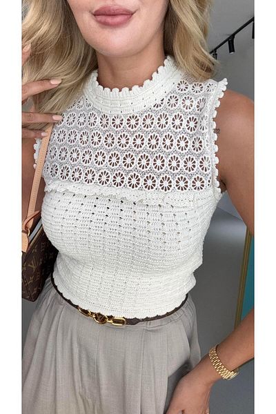 Sezgi Tekin Lace Detail Openwork Knitwear