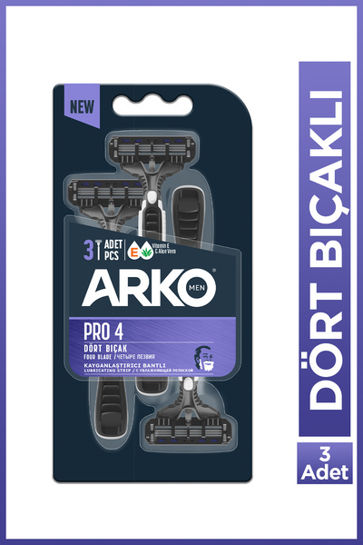 Arko Men شفرات حلاقة برو 4 بأربع شفرات 3 قطع