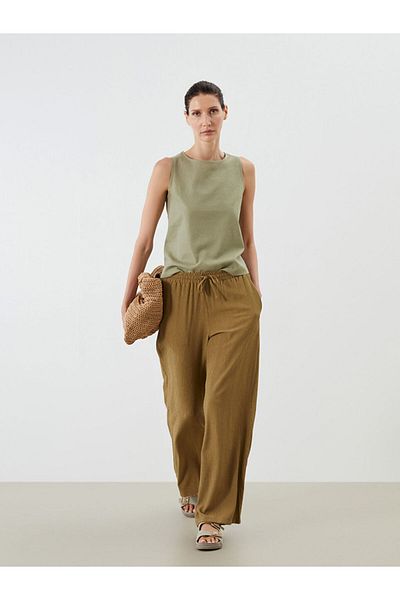 LC Waikiki New Season Women's Textured Trousers with Elastic Waist - S5Rb05Z8