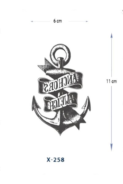 Attach X-258 DENİZCİ ÇAPASI DESEN GEÇİCİ DÖVME-TATTO