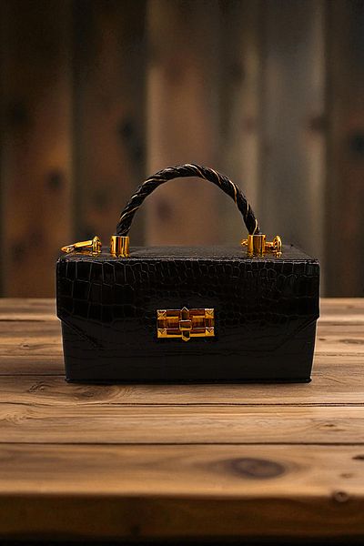 HFKY Patent Leather Bag. Box Model Stylish Design Hand and Shoulder Bag.
