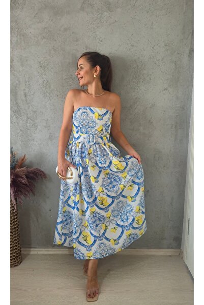 Butik KEMERLİ STRAPLEZ ELBİSE