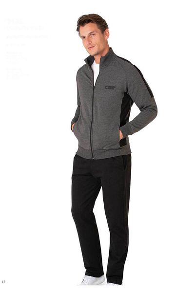 Pierre Cardin Men's Anthracite Cotton Zippered Tracksuit Set .R.O1.P.I.Erş.Ii.E.L.T