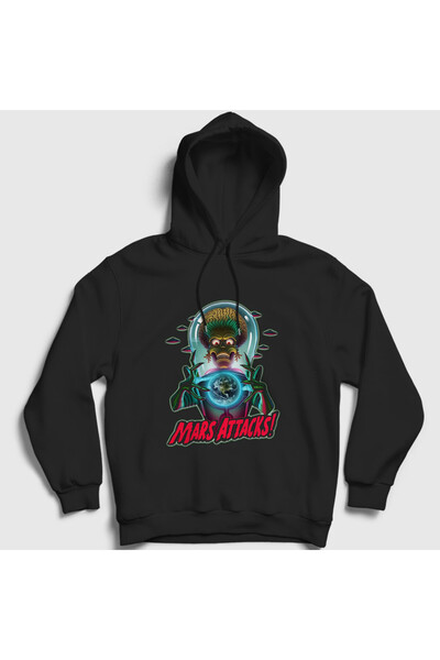 Presmono Unisex Black Poster Mars Attacks Tim Burton Hooded Sweatshirt 568987Tt