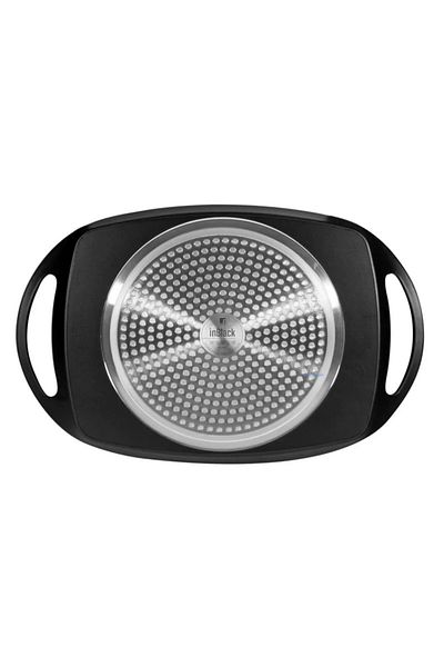 divendi-ro Hob with handles, Teflon, compatible with induction, electric or gas hobs, 36.9x24.6x4 cm, black