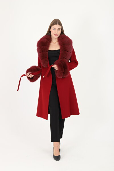 ESİN GİYİM Kürk Detaylı Kaşe Kaban