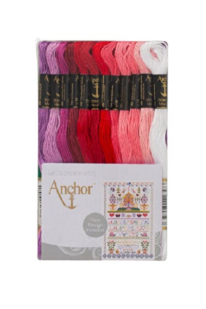 balım hobi evi Anchor Muline Pachet original 48 de culori diferite Nr. 8 Set de ață pentru broderie + 1 schemă
