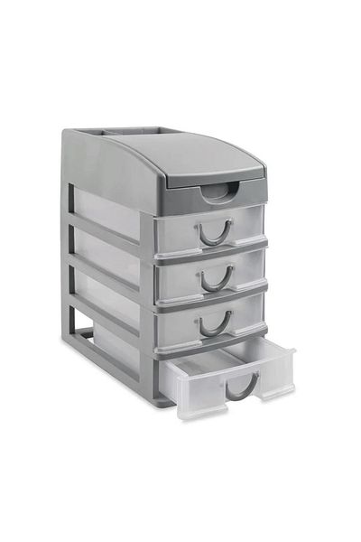 divendi-ro Desk Drawer Holder, 4 Drawers, Plastic, 15x22x26cm, gray