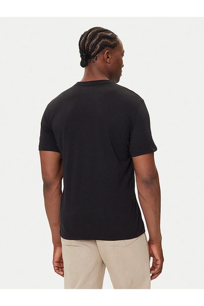 Calvin Klein Men's 100% Cotton Round Neck Short Sleeve Black T-Shirt with Ck Logo on the Chest Lv04Rc859G-Ub1