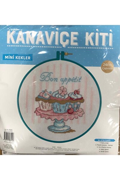 balım hobi evi Kanaviçe Kit Cupcake 24 Cm Turkuaz Kasnak