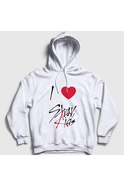 Presmono Unisex Λευκό I Love Stray Kids Κοντομάνικο φούτερ 566803tt
