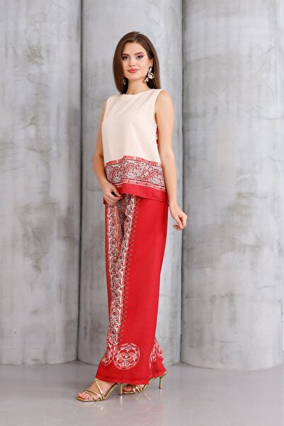 Pulli Collection Διπλό σετ με έθνικ σχέδια – Αμάνικο μπλουζάκι και παντελόνι Palazzo