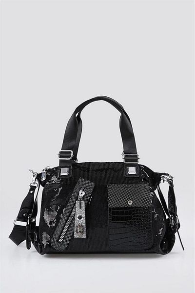 Aemido Merli Black Skin Shoulder Bag