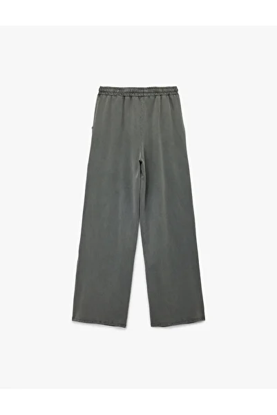 Koton Three Thread Cotton Binding Detail Wide Leg Sweatpants with Pockets